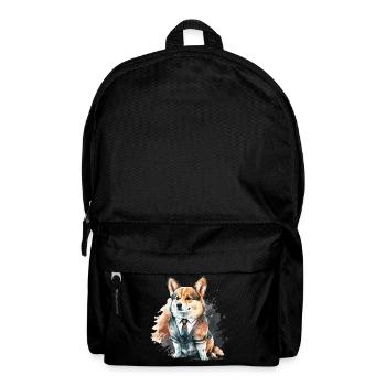 Flauschiges Haustier Corgi Hund - Rucksack - Schwarz - Vorne