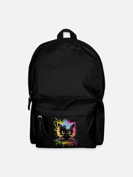 Bunte Katze - Rucksack - Schwarz