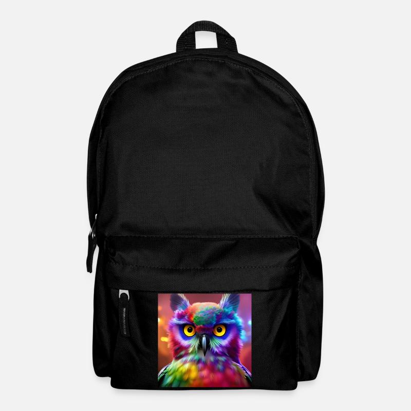 Eule, Regenbogen, Bunt - Rucksack - Schwarz