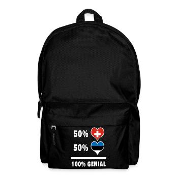 Estland und Schweiz 100% Genial Flagge - Rucksack - Schwarz - Vorne