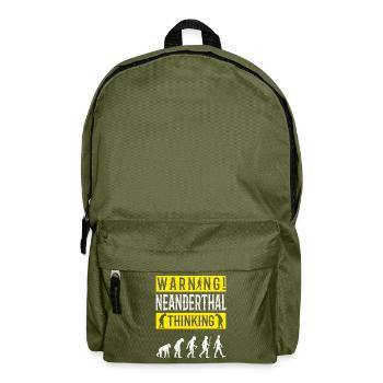 Warning! Neanderthal-thinking anthropologist - Backpack - olive green - Front