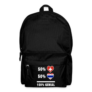 Thailand und Schweiz 100% Genial Flagge - Rucksack - Schwarz - Vorne
