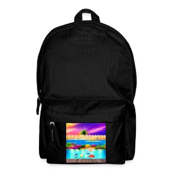 Sonniger Urlaub am Meer - Rucksack - Schwarz - Vorne