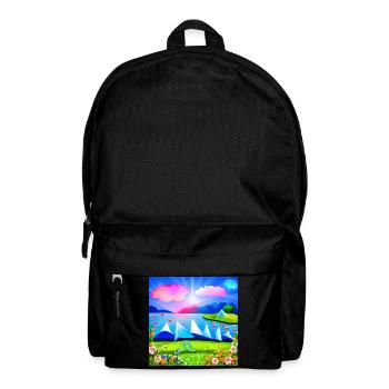 childhood with bicycle in spring sunny mountains - Backpack - black - Front