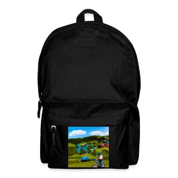 child riding bike in the mountain sunny day - Backpack - black - Front