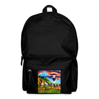 childhood with bicycle in summer mountain - Backpack - black - Front