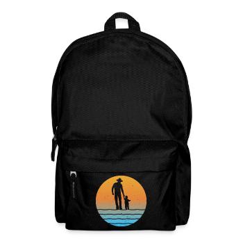 Père au coucher du soleil avec fils père fils grand-père et petit-fils - Sac à dos - noir - Devant
