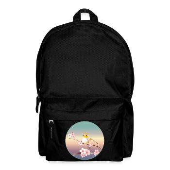 Canary with crown on cherry blossom branch - Backpack - black - Front