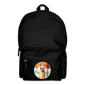 Llama on the beach with sunglasses - Backpack - black - Front