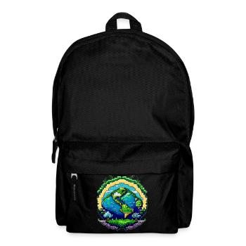 Globus in Pixelkunst - Rucksack - Schwarz - Vorne