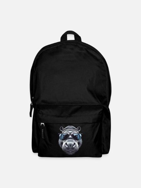 Nilpferd mit Sonnenbrille - Rucksack - Schwarz