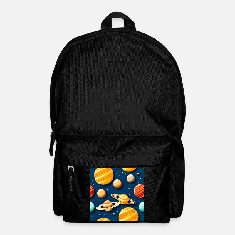 Verrücktes Sonnensystem-Muster - Rucksack - Schwarz