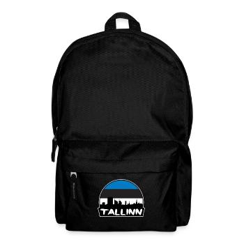 Tallinn Estonia Flag Skyline Silhouette Travel - Backpack - black - Front