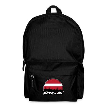 Riga Lettland Flagge Skyline Silhouette Reisen - Rucksack - Schwarz - Vorne