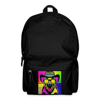 DOG POP, ein Hund mit sehr bunten Brillen - Rucksack - Schwarz - Vorne