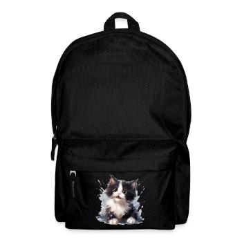 Schwarz-weißes Kätzchen - Rucksack - Schwarz - Vorne