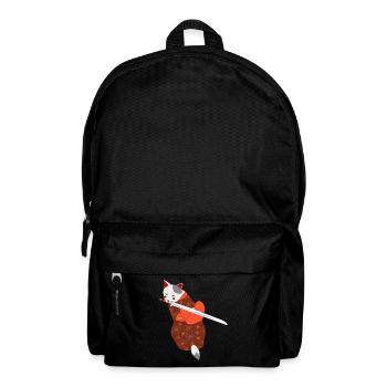 cat in kimono biting sword - Backpack - black - Front