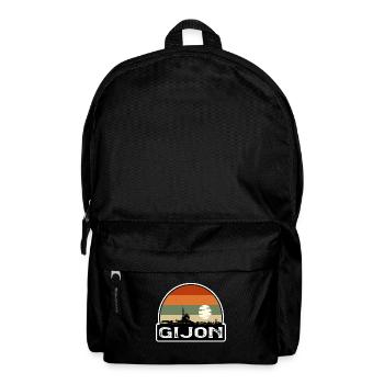 Gijon Spain Flag Skyline Travel Souvenir - Backpack - black - Front
