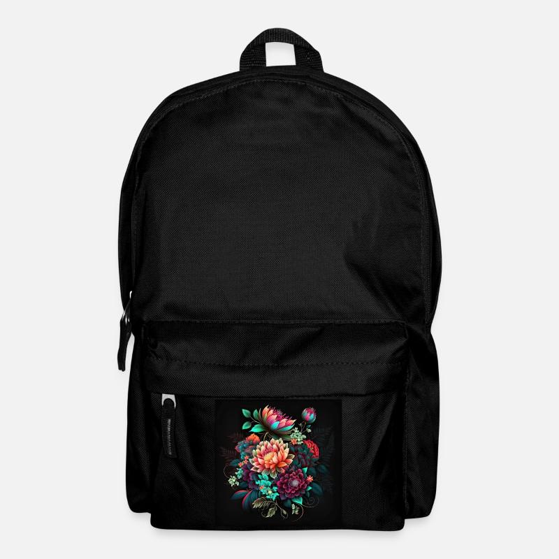 Motif de fleurs botaniques - Sac à dos - noir