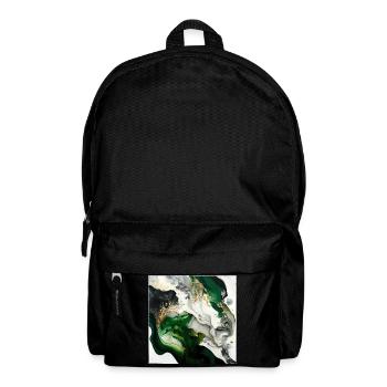 Forest Green And Gold Paint Swirl Pattern - Backpack - black - Front