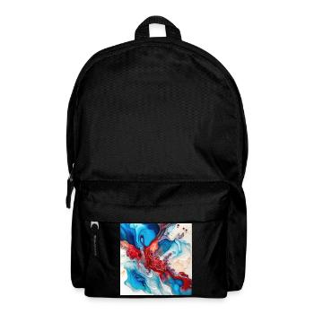 Red White And Blue Paint Swirl Pattern - Backpack - black - Front