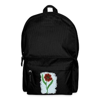 Fleur rouge rouille avec des feuilles vertes - Sac à dos - noir - Devant