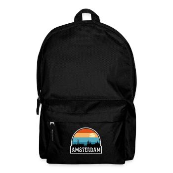 Amsterdam Netherlands Flag Skyline Travel Souvenir - Backpack - black - Front