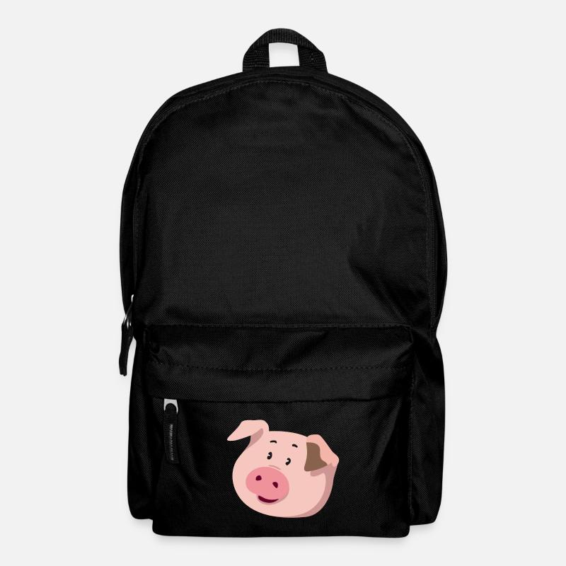 Schweinchen-Kopf – niedliche Tier Illustration - Rucksack - Schwarz