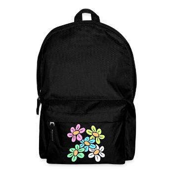 colorful flower floral pattern flower tendril floral floral - Backpack - black - Front