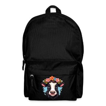 Kuh Blumenkranz Veganer Vegetarier Tierschutz Muh - Rucksack - Schwarz - Vorne