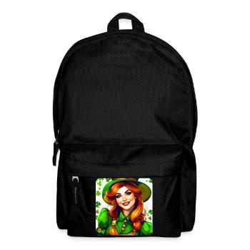 Saint Patricks Day Kobold Mädchen mit Kleeblatt - Rucksack - Schwarz - Vorne