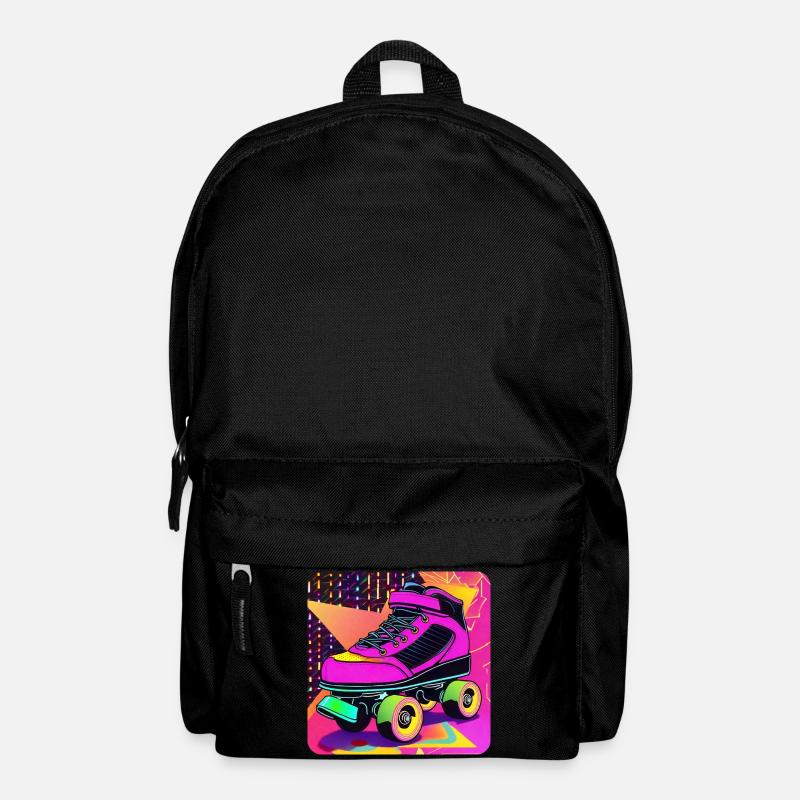 Bunter Disco Rollschuhe im Retro Style - Rucksack - Schwarz