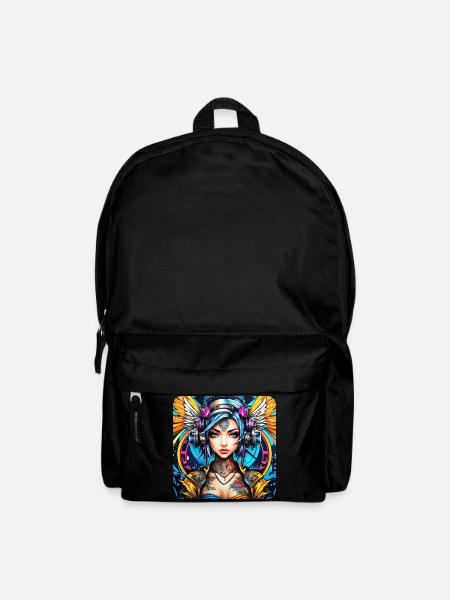 Cooler Cyberpunk Engel mit Kopfhörer - Rucksack - Schwarz