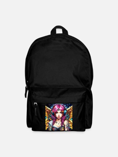 Cooler Cyberpunk Engel mit Kopfhörer - Rucksack - Schwarz