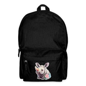 Niedliches Nashorn Mit Blumen Cute Shirt - Rucksack - Schwarz - Vorne