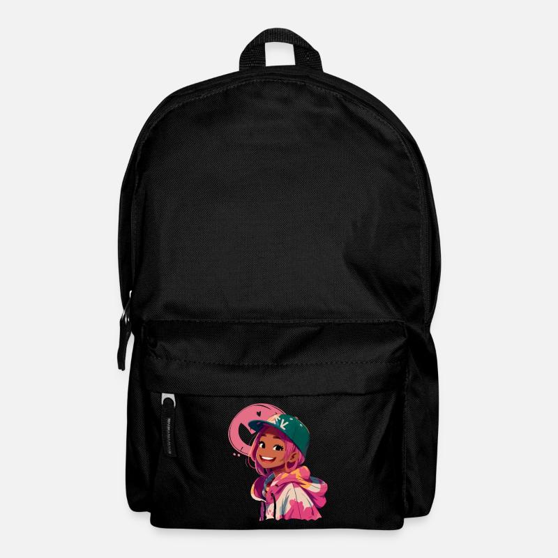 Fille noire en sweat à capuche (rose) - Sac à dos - noir