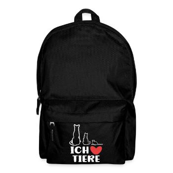 Ich Liebe Tiere Katze Statement Haustiere Hund - Rucksack - Schwarz - Vorne