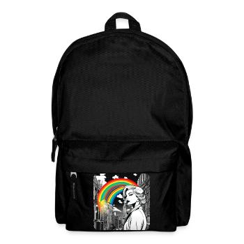 Pretty woman in the city with rainbow - Backpack - black - Front