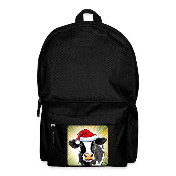 Niedliche Muh Kuh mit Weihnachtsmütze - Rucksack - Schwarz - Vorne