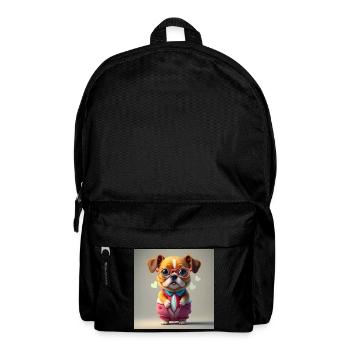 Hunderote Brille - Rucksack - Schwarz - Vorne