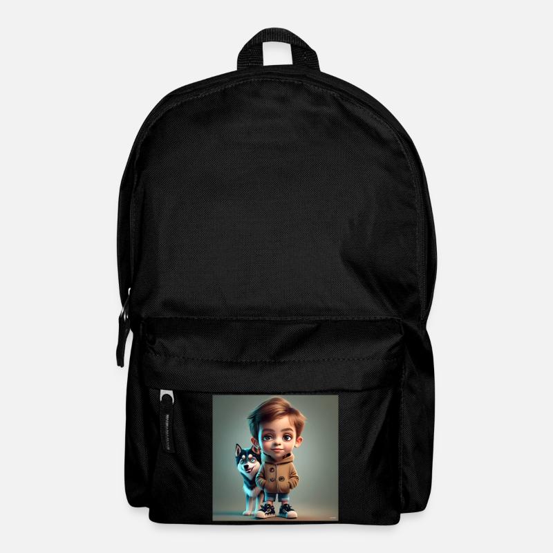boy with dog - Backpack - black