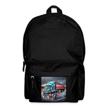blauer und roter LKW - Rucksack - Schwarz - Vorne