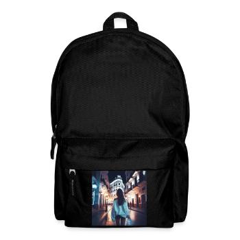 Femme marchant la nuit à travers Carthagène - Sac à dos - noir - Devant