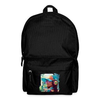 Fille avec des écouteurs - Sac à dos - noir - Devant