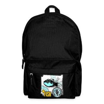 Aquatic Fish Illustration with Activist Badge - Rucksack - Schwarz - Vorne