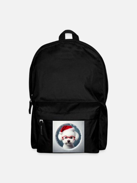 Bichon Frisé Hund als Weihnachtsmann - Rucksack - Schwarz
