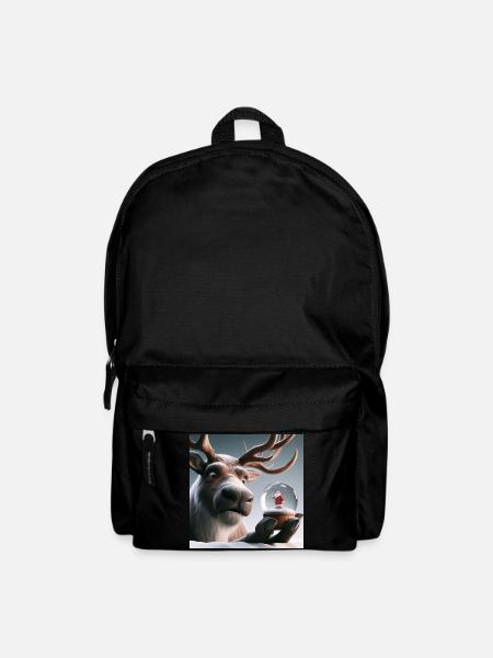 Rentier mit Weihnachtsmann in Schneekugel - Rucksack - Schwarz