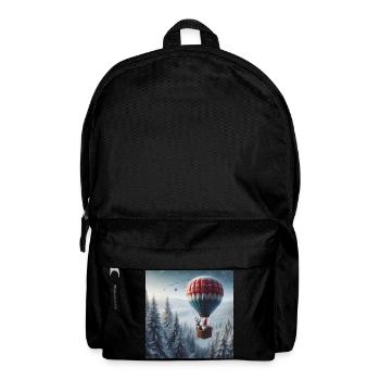 Wichtel und Rentier im Heißluftballon - Rucksack - Schwarz - Vorne