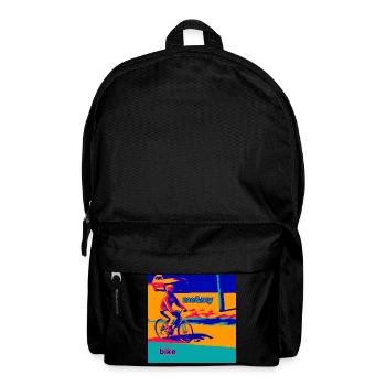 Biker riding bicycle in the city "Me & my bike" - Backpack - black - Front