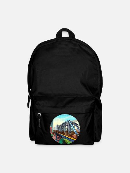 Comic Brücke in Stadt - Rucksack - Schwarz